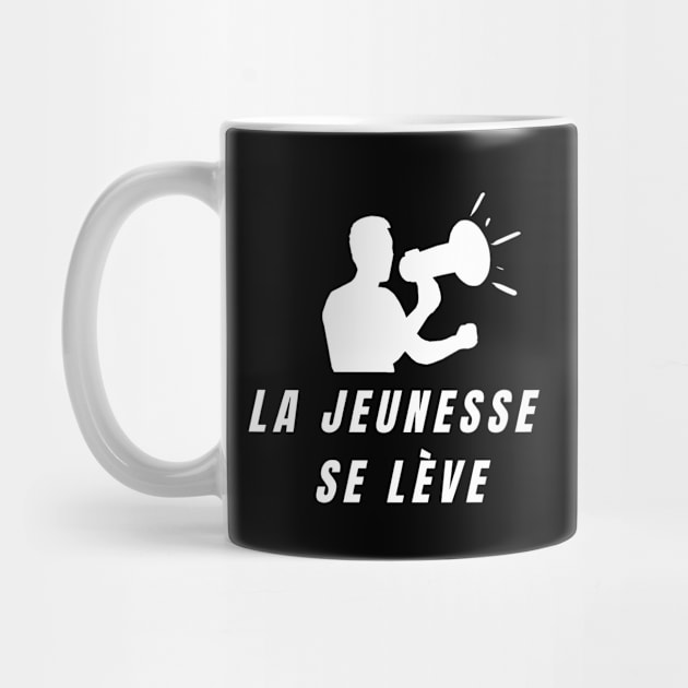 La Jeunesse se lève homme avec mégaphone by JulieVie Design